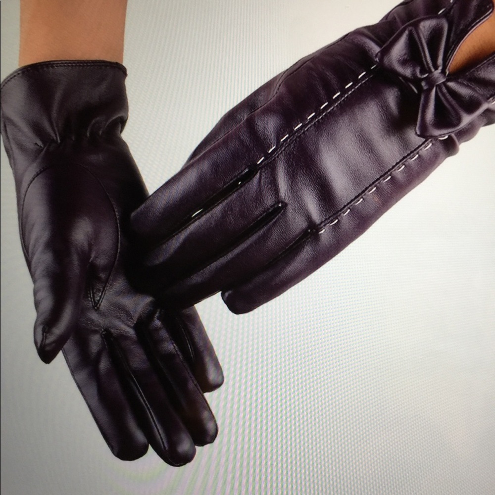Women leather waterproof driving gloves
